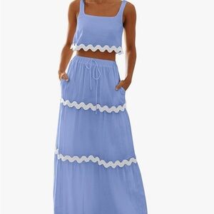 SHEIN women’s two piece skirt and top with scalloped trim